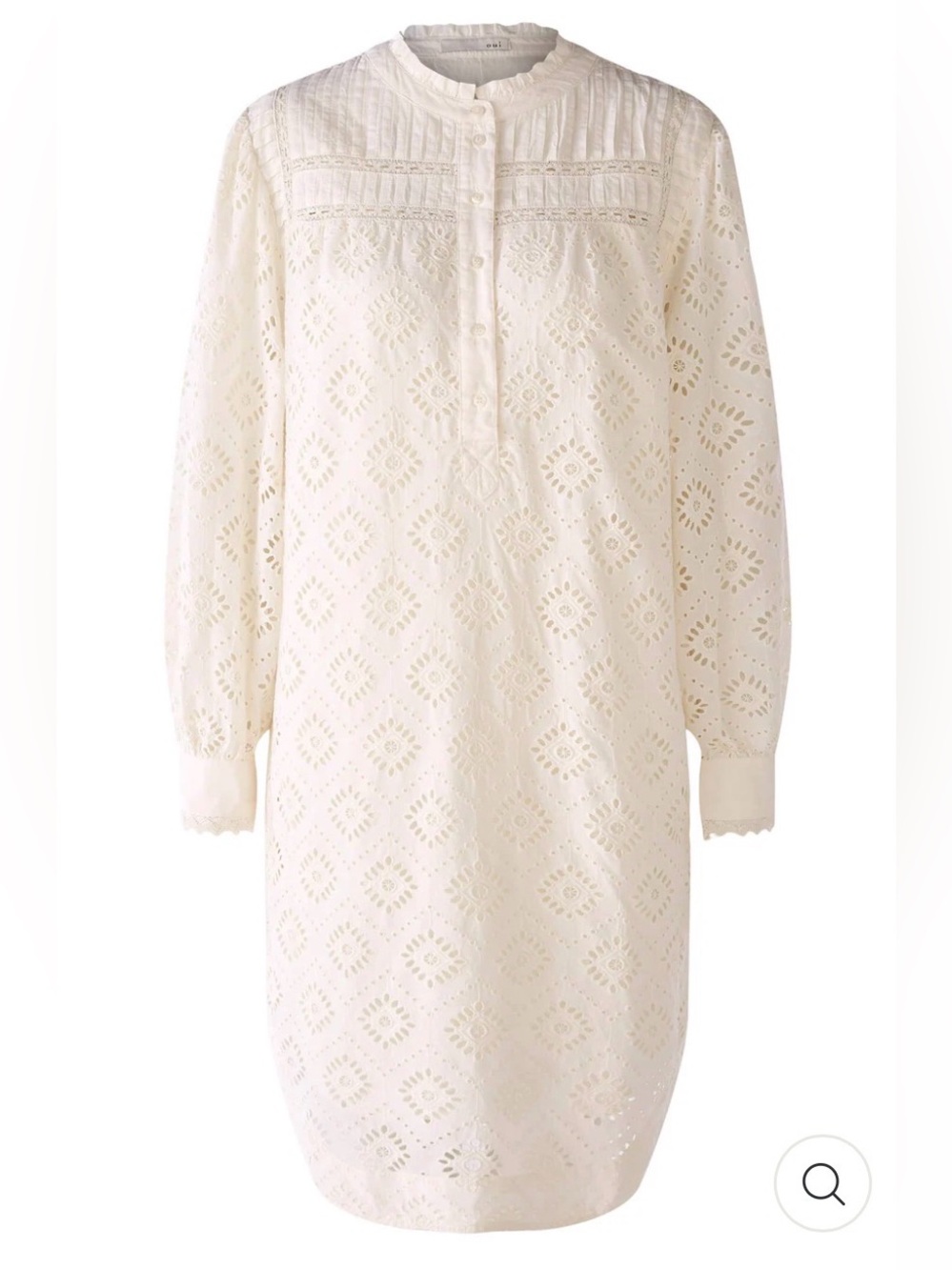 OUI Eyelet Embroidered Cotton Tunic Dress | White cream - Picture 2 of 10
